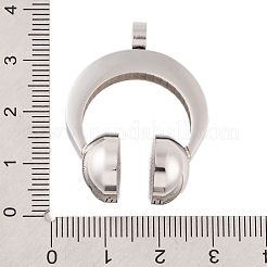 変色しない304ステンレススチールペンダント  ヘッドセットチャーム  ステンレス鋼色  33~36x26.5x13mm  穴：4.5mm&nbsp;STAS-K283-08P