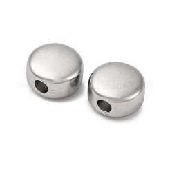304ステンレススチールビーズ  フラットラウンド  変色防止  ステンレス鋼色  8x4.5mm  穴：2mm&nbsp;STAS-C128-03A-P