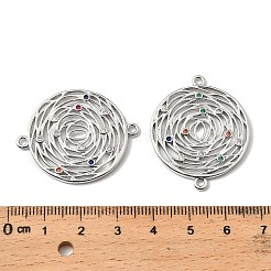Brass Micro Pave Colorful Cubic Zirconia Hollow Connector Charms&nbsp;KK-K351-58D-P
