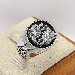 Wolf Pattern 304 Stainless Steel Finger Rings for Men&nbsp;FS-WGA3424-04