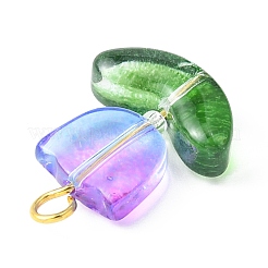 ガラスチャーム  黄金の鉄のパーツと  花のチャーム  ミックスカラー  19~20x14x5~5.5mm  穴：2.2~2.4mm&nbsp;PALLOY-TA00059-03