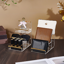 2Pcs 3-Tier Gold Edged Acrylic Minifigures Display Riser&nbsp;ODIS-WH0331-49B
