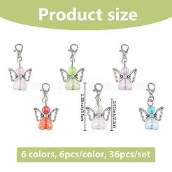 36Pcs 6 Colors Heart Angel Alloy Enamel Pendant Decoration&nbsp;HJEW-FH00125