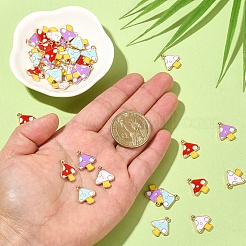 40色の秋をテーマにした合金エナメルチャーム4個。  カドミウムフリー＆鉛フリー  キノコ  ミックスカラー  15x13x1.5mm  穴：1.5mm  10個/カラー&nbsp;ENAM-CJ0002-98