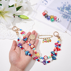 1Pc Acrylic Heart & Apple Bead Bag Decorative Chains&nbsp;HJEW-SC0003-34