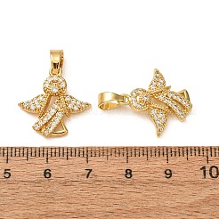 真鍮マイクロパヴェクリアキュービックジルコニアペンダント  エンジェルチャーム  18KGP本金メッキ  19.5x19x3mm  穴：2x4.5mm&nbsp;CU-CBADD64-03G