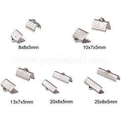 混合鉄リボンカシメエンドパーツセット  プラチナ  8~25x6~8x5mm  穴：1~2mm  約10個 /コンパートメント  100個/箱&nbsp;IFIN-PH0008-01P