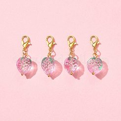 4Pcs Handmade Lampwork Strawberry Pendant Decorations&nbsp;HJEW-FS00041-03