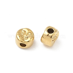 304ステンレススチールビーズ  抽象的な顔  イオンプレーティング（ip）  18KGP本金メッキ  6x4mm  穴：1.8mm&nbsp;STAS-D204-19G