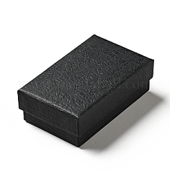 テクスチャ ペーパー ネックレス ギフト ボックス  中にスポンジマット付き  長方形  ブラック  8.1x5.1x2.7cm  内径：4.6x7.3cm  深さ：2.5cm&nbsp;OBOX-G016-C04-B