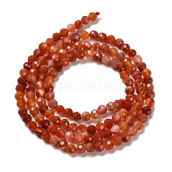 天然南赤瑪瑙ビーズ連売り  多面カット  ラウンド  3~3.2x3mm  穴：0.60mm  約128個/連  14.96
