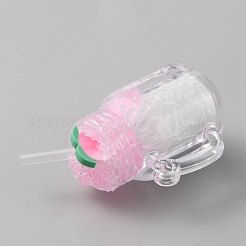 プラスチックチャーム  スムージーミルクティーチャーム  ピンク  39~45x28~32x20mm  穴：3mm&nbsp;KY-WH0036-83F