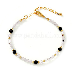 Quartz Crystal & Black Agate Beaded Bracelet for Women&nbsp;KS6100