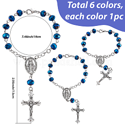 6Pcs 6 Colors Cross Glass Hanging Ornaments&nbsp;HJEW-SC0003-39