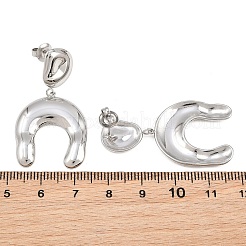 女性用316Lサージカルステンレススチール製ドロップスタッドピアス  蹄鉄  ステンレス鋼色  40x22mm&nbsp;SA-CBA2DC8-01P