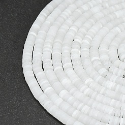 天然石ホワイトジェイドビーズ連売り  艶消し  ディスクビーズ  ヒシビーズ  6~6.5x1~1.5mm  穴：0.9mm  約242~244個/連  15.16~15.35インチ（38.5~39cm）&nbsp;G-P575-B28-6x1mm