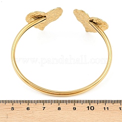 Textured 304 Stainless Steel Heart Cuff Bangles for Women&nbsp;LS-BJEW-A154-01A-G