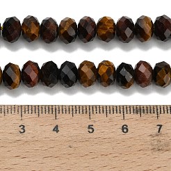 3色の天然タイガーアイビーズ連売り  多面カット  ロンデル  染め＆加熱  カラフル  8x5.5mm  穴：1.2mm  約69個/連  15.16''（38.5センチメートル）&nbsp;G-Z111-A02-02