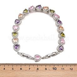 Platinum Tone Brass Micro Pave Cubic Zirconia Tennis Bracelets&nbsp;BJEW-B160-03P-03
