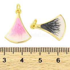 真鍮製エナメルペンダント  カドミウムフリー＆鉛フリー  グリッターとジャンプリング付き  長持ちメッキ  18KGP本金メッキ  ファンチャーム  ミックスカラー  20x15x2.5mm  穴：3.5mm&nbsp;KK-S401-06G
