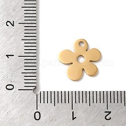 ステンレススチールチャーム201個  レーザー切断  花のチャーム  ゴールドカラー  13x12.5x1mm  穴：1.5mm&nbsp;X-STAS-E211-13G