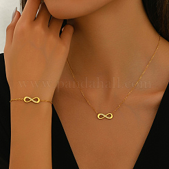 Stainless Steel Rhinestone Infinity Bracelets & Necklaces Sets for Women&nbsp;FF0188