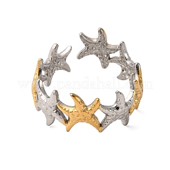 304 Stainless Steel Double Color Cuff Rings&nbsp;RJEW-S635-01GP-P