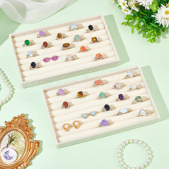 7スロット長方形ベルベット結婚指輪収納ディスプレイトレイ  トウモロコシの穂の黄色  12.5x21.2x2.3cm&nbsp;AJEW-WH0471-129B