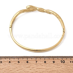 304ステンレススチールラインストーンヒンジ付き女性用バングル  イオンプレーティング（ip）  長持ちメッキ  18KGP本金メッキ  ヘビ  内径：2.34x1.99インチ（5.95x5.05cm）&nbsp;BJEW-B168-17G