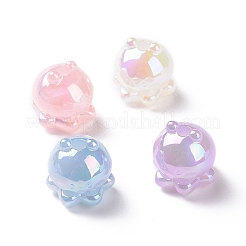 蓄光レインボー虹色メッキアクリルビーズ  キラキラビーズ  暗闇で光る  タコ  ミックスカラー  17.5x17.5mm  穴：3.5mm&nbsp;X-OACR-P016-06