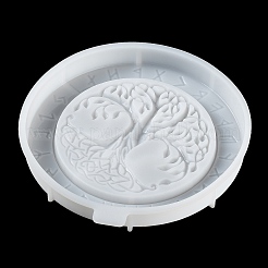Flat Round with Tree of Life & Runes DIY Wall Decoration Silicone Molds&nbsp;SIL-F007-04