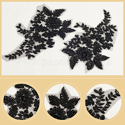 1Pair Polyester Paillette Embroidered Cloth Sew on Patches&nbsp;PATC-CY0001-02