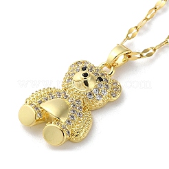 Brass with Rhinestone Bear Pendant Necklaces&nbsp;NJEW-Z026-03C