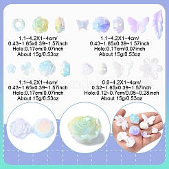 レインボー虹色メッキアクリルビーズ  パールカラーの  混合図形  ミックスカラー  10~40x8~42x4~11mm  穴：1.2~7mm  15g /スタイル&nbsp;OACR-FS0001-99B