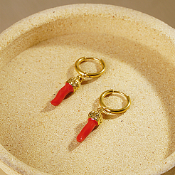 Geometric Red Chili Earrings for Women Stainless Steel Casual Party Jewelry&nbsp;SO5470-1