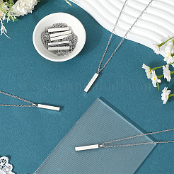 12 Sets 201 Stainless Steel Rectangle Pendant Necklaces&nbsp;NJEW-SC0001-59