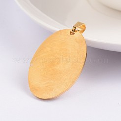イオンプレーティング（IP）304ステンレスペンダント  主の祈りの十字架と楕円形  ゴールドカラー  34.5x24x1.5mm  穴：4.5x6mm&nbsp;STAS-F016-16G