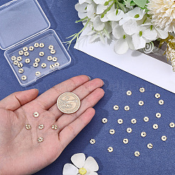 真鍮製スペーサービーズ80個  カドミウムフリー＆鉛フリー  ウェーブフラットラウンド  24KGP本金メッキ  6x1mm  穴：1.3mm&nbsp;KK-BBC0028-52A