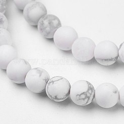 天然石ハウライトビーズ連売り  艶消し  ラウンド  4mm  穴：1mm  約91個/連  14.5~15インチ&nbsp;G-D809-16-4mm