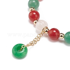 Natural Carnelian(Dyed & Heated) & Green Aventurine & Rose Quartz Round Beaded Stretch Bracelet&nbsp;BJEW-JB09015
