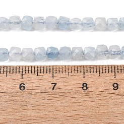 天然石アクアマリンビーズ連売り  多面カット  キューブ  4~5x4~5x4~5mm  穴：0.7mm  約98個/連  15.35インチ（39cm）&nbsp;G-L587-C02-01