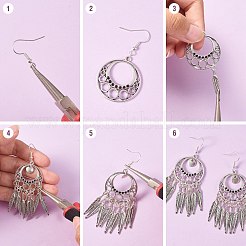 DIYシャンデリアダングルピアス作成キット  フラットラウンド＆ティアドロップ＆リーフアロイペンダントを含む  真鍮と鉄のピアスフック  合金シャンデリアパーツ  ミックスカラー  374個/箱&nbsp;DIY-SZ0008-65