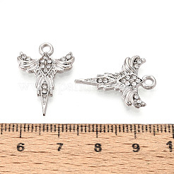 合金ラインストーンペンダント  フェニックスチャーム  鉛フリー＆カドミウムフリー  プラチナ  22x16x2mm  穴：1.8mm&nbsp;FIND-N008-18P