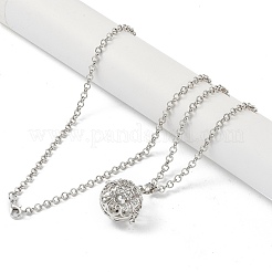 Brass with Rhinestone Pendant Necklaces&nbsp;NJEW-G089-03G-P