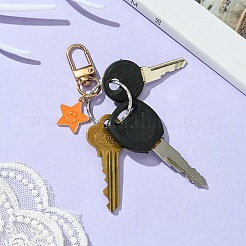 Star with Smiling Face Alloy Enamel Pendant Decorations&nbsp;HJEW-YW00010-01