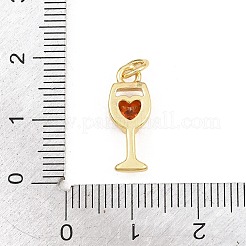 Brass Micro Pave Red Cubic Zirconia Pendants&nbsp;KK-E798-12G