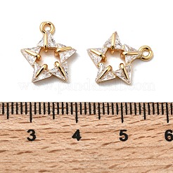 真鍮製マイクロパヴェキュービックジルコニアチャーム  スター  18KGP本金メッキ  透明  14x12.5x4mm  穴：1.4mm&nbsp;KK-Z131-13G-02