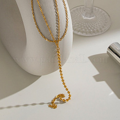 304 Stainless Steel 2-Strand Hand Chain Ring Bracelets with Round Ball for Women&nbsp;HZ7665