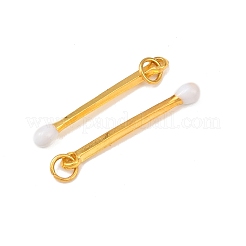 合金エナメルチャーム  丸カン付き  マッチチャーム  ゴールドカラー  乳白色  29x4mm  穴：4mm&nbsp;FIND-WH0139-472G-06