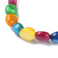 Dyed Natural Shell Nugget Beaded Stretch Bracelet for Women&nbsp;BJEW-JB09383-02